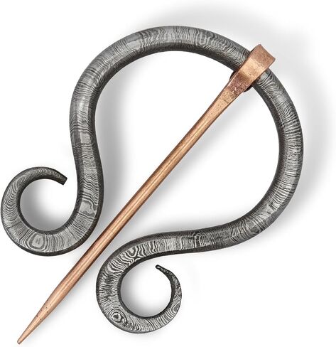 Armory Replicas™ Hand Forged Twisted Damascus Steel Penannular Brooch with Copper Pin - Unisex Renaissance in Saudi Arabia