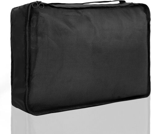 Travel Packing Cubes 6 Set ، منظمي الأمتعة الخفيفة الوزن ، إكسسوارات أساسية لأحذية الملابس ، مستلزمات مستحضرات التجميل (Black) in Kuwait