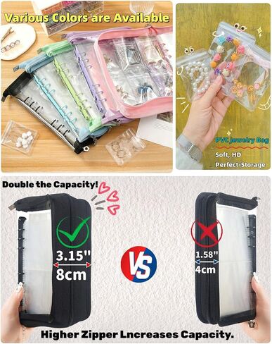 Jewelry Organizer Travel Earring Organizer Case Transparent Jewelry Storage Book for Earring, Necklace, Ring, With pvc Jewelry Pouches Zipper Bags in Saudi Arabia