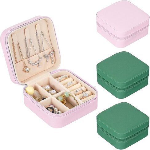 PATIKIL Mini Jewelry Travel Case, 4 Pcs PU Leather Small Jewelry Organizer Portable Storage Box for Earrings Necklace Bracelet Rings, Black in Saudi Arabia