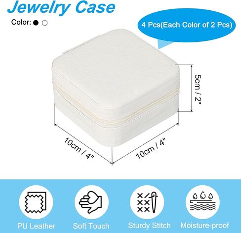 PATIKIL Mini Jewelry Travel Case, 4 Pcs PU Leather Small Jewelry Organizer Portable Storage Box for Earrings Necklace Bracelet Rings, Black in Saudi Arabia