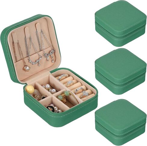 PATIKIL Mini Jewelry Travel Case, 4 Pcs PU Leather Small Jewelry Organizer Portable Storage Box for Earrings Necklace Bracelet Rings, Black in Saudi Arabia