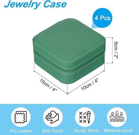 PATIKIL Mini Jewelry Travel Case, 4 Pcs PU Leather Small Jewelry Organizer Portable Storage Box for Earrings Necklace Bracelet Rings, Black in Saudi Arabia