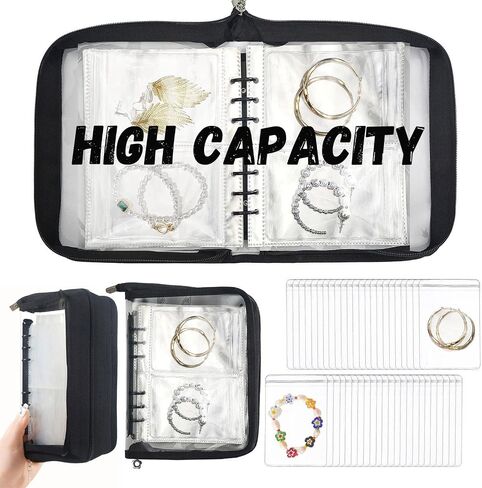 Jewelry Organizer Travel Earring Organizer Case Transparent Jewelry Storage Book for Earring, Necklace, Ring, With pvc Jewelry Pouches Zipper Bags in Saudi Arabia