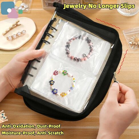 Jewelry Organizer Travel Earring Organizer Case Transparent Jewelry Storage Book for Earring, Necklace, Ring, With pvc Jewelry Pouches Zipper Bags in Saudi Arabia