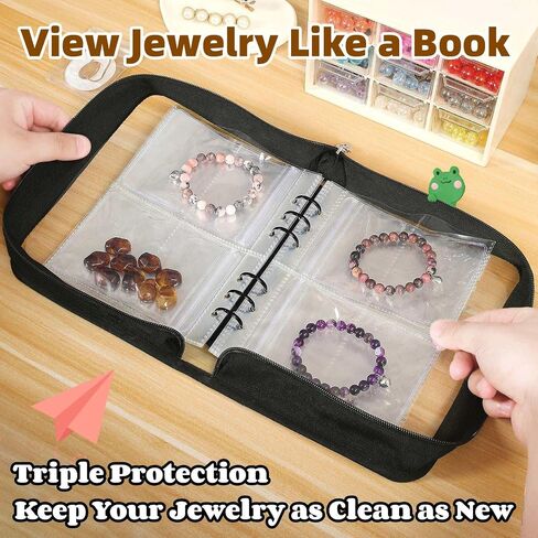 Jewelry Organizer Travel Earring Organizer Case Transparent Jewelry Storage Book for Earring, Necklace, Ring, With pvc Jewelry Pouches Zipper Bags in Saudi Arabia