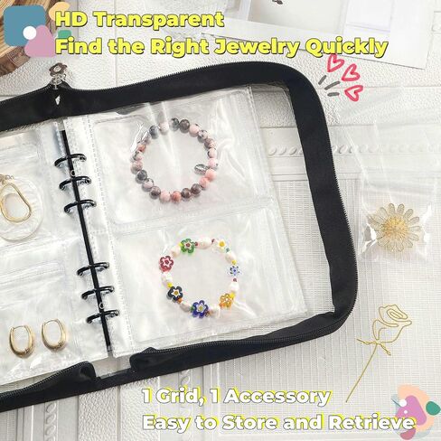 Jewelry Organizer Travel Earring Organizer Case Transparent Jewelry Storage Book for Earring, Necklace, Ring, With pvc Jewelry Pouches Zipper Bags in Saudi Arabia