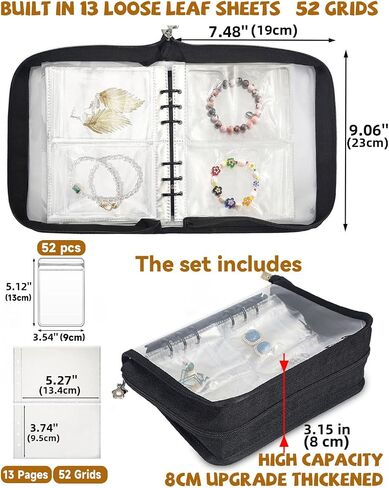 Jewelry Organizer Travel Earring Organizer Case Transparent Jewelry Storage Book for Earring, Necklace, Ring, With pvc Jewelry Pouches Zipper Bags in Saudi Arabia