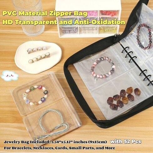 Jewelry Organizer Travel Earring Organizer Case Transparent Jewelry Storage Book for Earring, Necklace, Ring, With pvc Jewelry Pouches Zipper Bags in Saudi Arabia