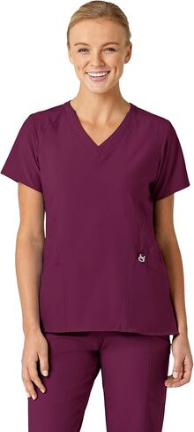 WonderWink W123 Women’s Stylized V-Neck Scrub Top — Wine, 2X in Saudi Arabia