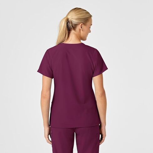 WonderWink W123 Women’s Stylized V-Neck Scrub Top — Wine, 2X in Saudi Arabia
