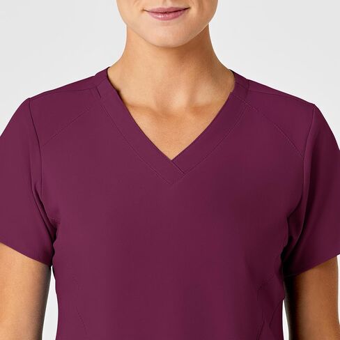 WonderWink W123 Women’s Stylized V-Neck Scrub Top — Wine, 2X in Saudi Arabia