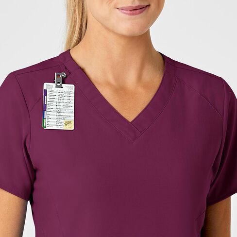 WonderWink W123 Women’s Stylized V-Neck Scrub Top — Wine, 2X in Saudi Arabia
