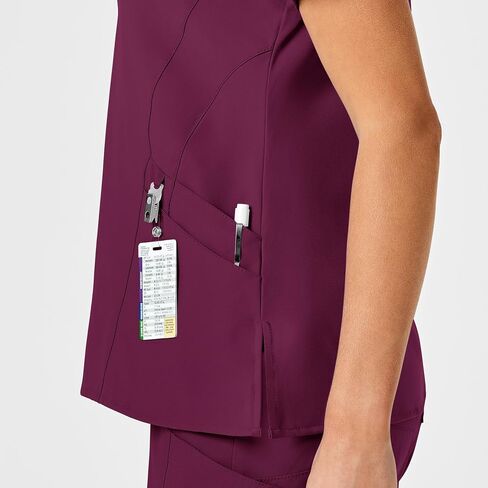 WonderWink W123 Women’s Stylized V-Neck Scrub Top — Wine, 2X in Saudi Arabia