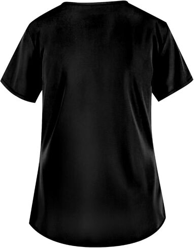 Petyczen Womens Christmas Scrub Tops Funny Print v Neck Dritic Short Sleeve Stretch Anti Grinkle Massing Usiform مع جيوب in Kuwait