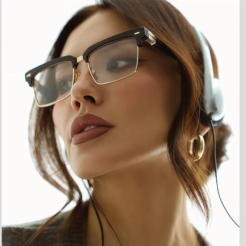 Cat Eye Blue Light Blocking Glasses for Women Men - Designer Square Frames Gold Computer Glasses Anti Glare & UV in Saudi Arabia