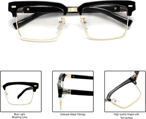 Cat Eye Blue Light Blocking Glasses for Women Men - Designer Square Frames Gold Computer Glasses Anti Glare & UV in Saudi Arabia