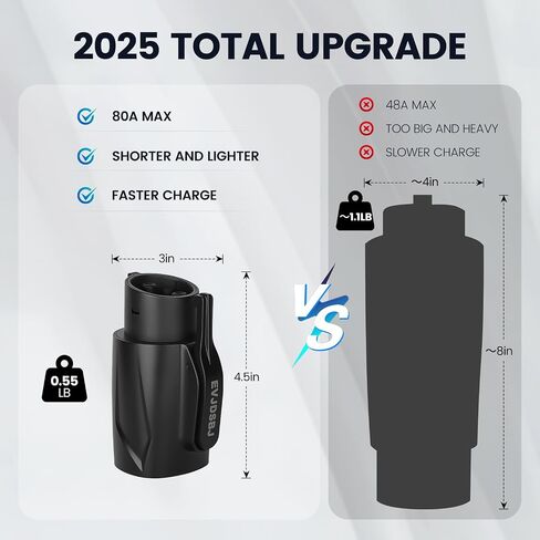 محول Tesla to J1772 لـ J1772 EVS ، MAX 80A ، 250V ، NACS إلى محول J1772 متوافق مع شاحن توصيل/موصل/الوجهة عالي الطاقة Tesla ، التصميم الفائق ، الأسود in Saudi Arabia