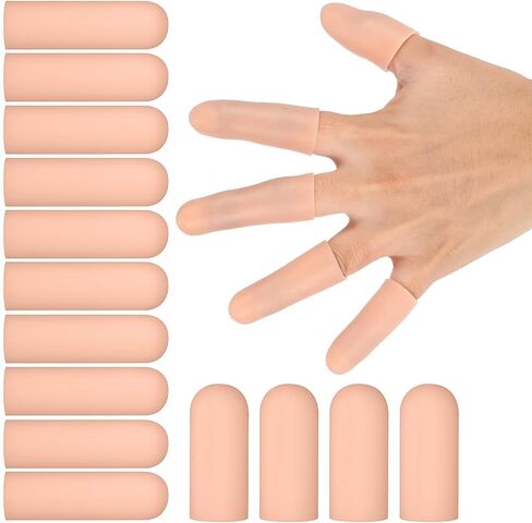 Silicone Finger Protectors, 14 PCS Gel Finger Cots Cap Protector Sleeves Fingertip Bandages for Hand Cracking Wound Hand Eczema Blister Protection(Skin color) in Saudi Arabia