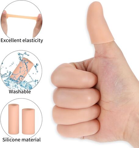 Silicone Finger Protectors, 14 PCS Gel Finger Cots Cap Protector Sleeves Fingertip Bandages for Hand Cracking Wound Hand Eczema Blister Protection(Skin color) in Saudi Arabia