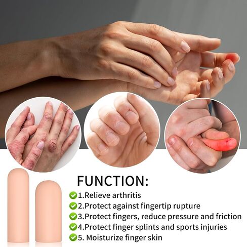Silicone Finger Protectors, 14 PCS Gel Finger Cots Cap Protector Sleeves Fingertip Bandages for Hand Cracking Wound Hand Eczema Blister Protection(Skin color) in Saudi Arabia