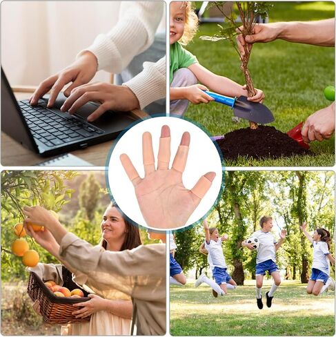 Silicone Finger Protectors, 14 PCS Gel Finger Cots Cap Protector Sleeves Fingertip Bandages for Hand Cracking Wound Hand Eczema Blister Protection(Skin color) in Saudi Arabia