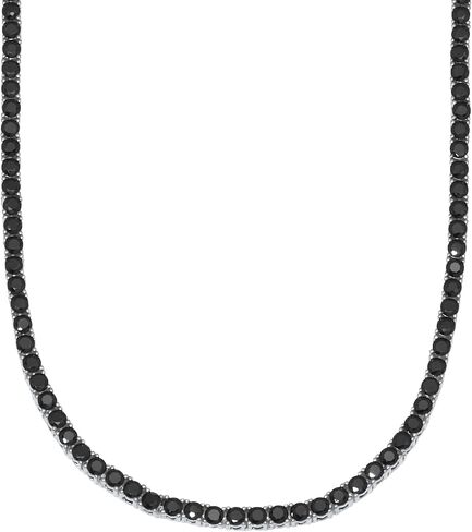 Palm Beach Jewelry Round Black Cubic Zirconia Platinum-Plated Tennis Necklace 18-inch in Saudi Arabia