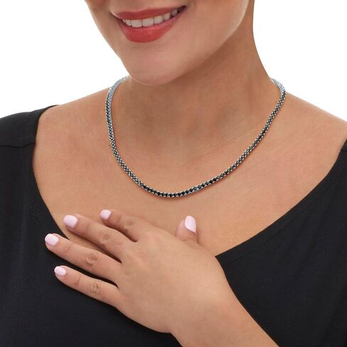 Palm Beach Jewelry Round Black Cubic Zirconia Platinum-Plated Tennis Necklace 18-inch in Saudi Arabia