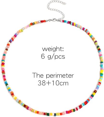 Bohemian Beaded Choker Necklace for Women Adjustable Colorful Rice Bead Necklace Handmade Beach Necklace Boho Beach Summer Ocean Hawaii Jewelry For Women Men in Saudi Arabia