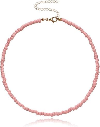 Bohemian Beaded Choker Necklace for Women Adjustable Colorful Rice Bead Necklace Handmade Beach Necklace Boho Beach Summer Ocean Hawaii Jewelry For Women Men in Saudi Arabia
