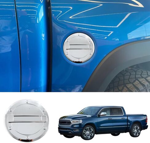 Car Accessories Exterior Gas Fuel Tank Cover Trims Compatible with Dodge RAM 1500 2024 2023 2022 2021 2020 2019 (Chrome) 1PC ABS in Saudi Arabia