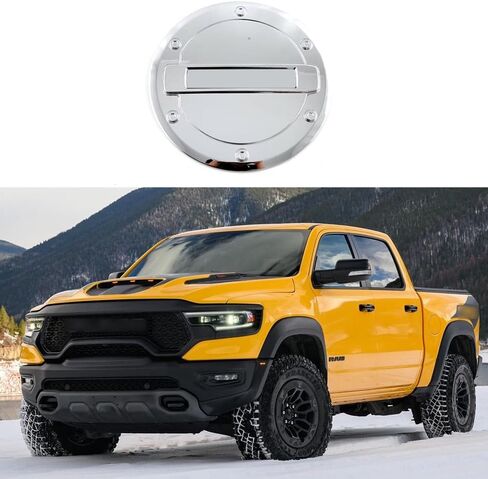 Car Accessories Exterior Gas Fuel Tank Cover Trims Compatible with Dodge RAM 1500 2024 2023 2022 2021 2020 2019 (Chrome) 1PC ABS in Saudi Arabia