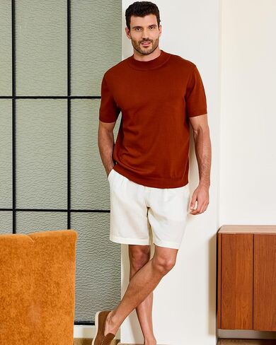 Kallspin Men's Short Sleeve Mock Neck Sweater Lightweight Soft Knit Pullover Casual Slim Fit Summer Top in Saudi Arabia