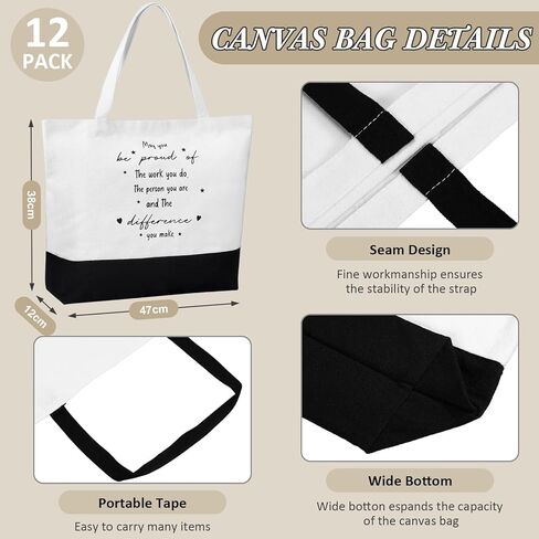 Paterr 12 Sets Thank You Appreciation Gifts Leather Notebooks Canvas Tote Bags Ballpoint Pens for Employee (Chic Colors) in Kuwait