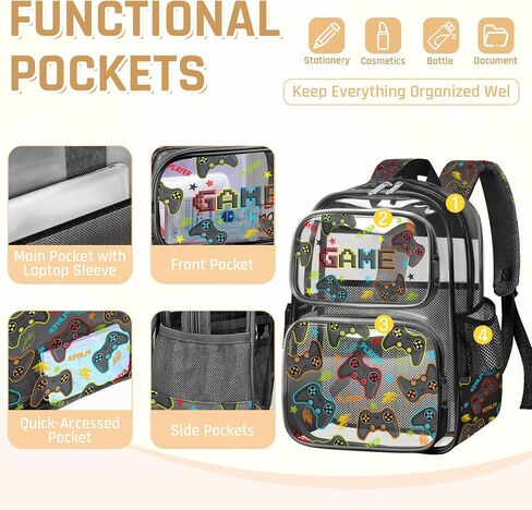 Clear Backpack for Boys and Girls,Kids Clear Backpacks for School,Heavy Duty Transparent Bookbag Stadium Approved in Kuwait