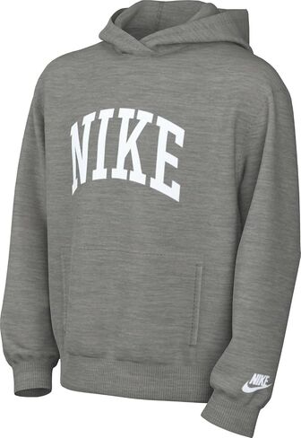 Nike Sportswear Club Fleece Big Kids 'Hoodie (HJ3156-063 ، Dark Gray Heather/White) in Saudi Arabia