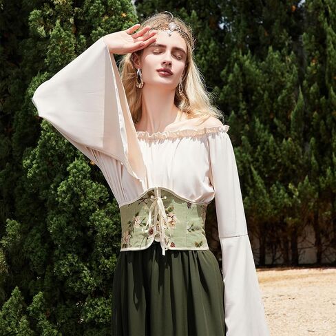American Trends Corset Belt for Women Renaissance Corset Lace Up Zipper Floral Medieval Ren Faire Accessories in Kuwait