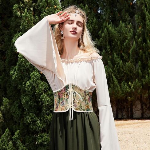 American Trends Corset Belt for Women Renaissance Corset Lace Up Zipper Floral Medieval Ren Faire Accessories in Kuwait