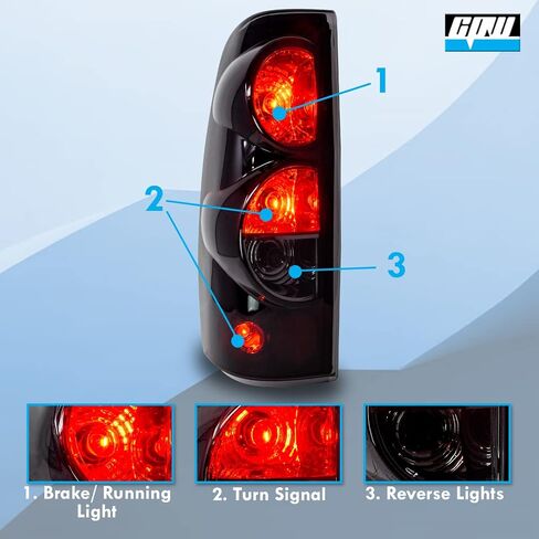 CPW Tail Lights Compatible with [1999 2000 2001 2002 2003 2004 2005 2006 Chevrolet Silverado] [2007 Classic Body] [1999-2003 GMC Sierra] Tail lights (Black Smoke) in Saudi Arabia