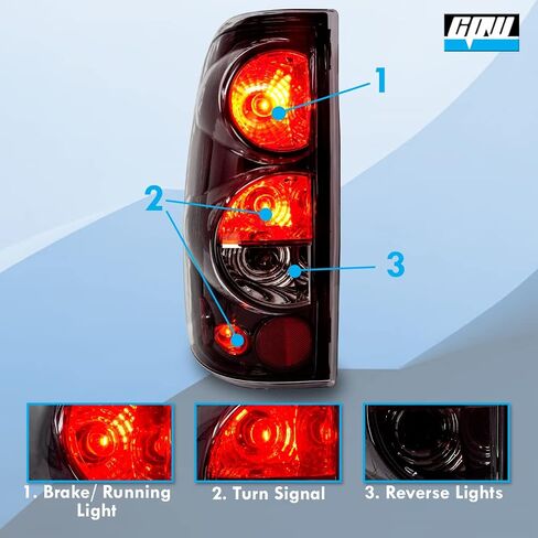 CPW Tail Lights Compatible with [1999 2000 2001 2002 2003 2004 2005 2006 Chevrolet Silverado] [2007 Classic Body] [1999-2003 GMC Sierra] Tail lights (Black Smoke) in Saudi Arabia