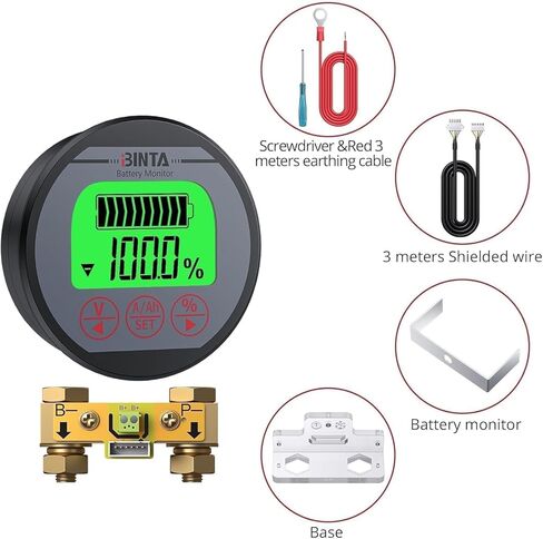 مقياس الفولتميتر من BINTA، مقياس الجهد الحالي، شاشة البطارية 8-120 فولت 0-500 أمبير، إضاءة خلفية مقاومة للماء للسيارات، محرك السيارة، القافلة RV، عربة الجولف، القارب إلخ in Kuwait