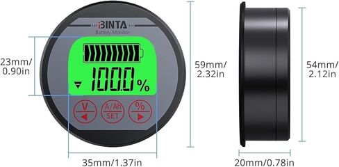 مقياس الفولتميتر من BINTA، مقياس الجهد الحالي، شاشة البطارية 8-120 فولت 0-500 أمبير، إضاءة خلفية مقاومة للماء للسيارات، محرك السيارة، القافلة RV، عربة الجولف، القارب إلخ in Kuwait
