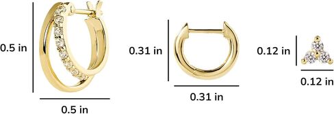 Ana Luisa Small Gold Earring Set - 14K Gold Plated With Cubic Zirconia Earrings - Hypoallergenic, Water-Resistant, Tarnish-Free Jewelry - Dainty Huggie Hoops & Stud Earrings for Women - 3 pairs in Saudi Arabia