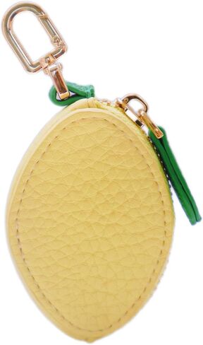 Lemon Shaped Coin Purse Adorable Keychain Leather Mini Zipper Wallet, Cute Fashion Charms Accessories Gift for Girls Women in Saudi Arabia