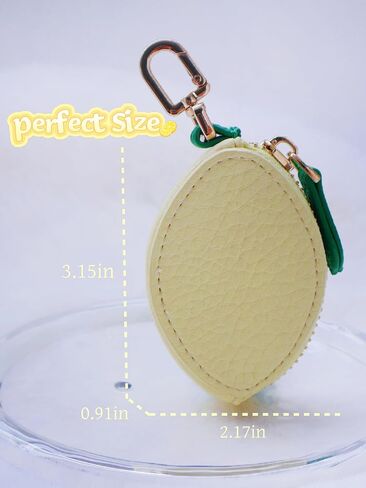 Lemon Shaped Coin Purse Adorable Keychain Leather Mini Zipper Wallet, Cute Fashion Charms Accessories Gift for Girls Women in Saudi Arabia