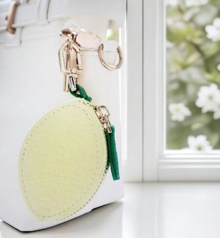 Lemon Shaped Coin Purse Adorable Keychain Leather Mini Zipper Wallet, Cute Fashion Charms Accessories Gift for Girls Women in Saudi Arabia