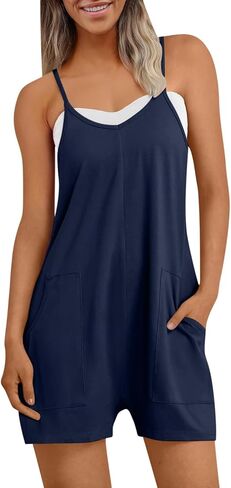 JiXiang Casual Rompers for Women 2025 Summer Dressy Spaghetti Strap Jumpsuits Shorts Casual Loose Beach Vacation Overalls in Saudi Arabia