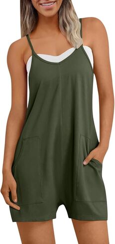 JiXiang Casual Rompers for Women 2025 Summer Dressy Spaghetti Strap Jumpsuits Shorts Casual Loose Beach Vacation Overalls in Saudi Arabia