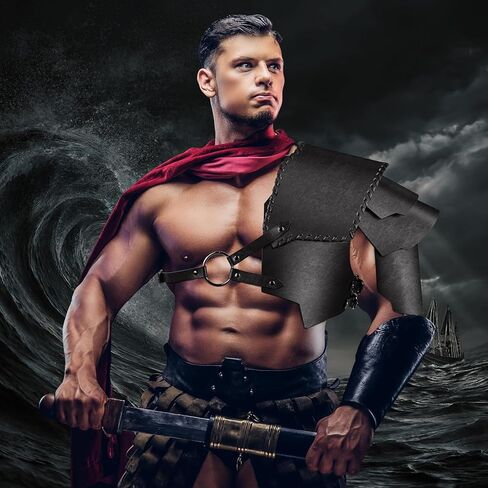 Medieval Armor Faux Leather Pauldron Shoulder Armor, Perfect Viking Accessories for LARP, Cosplay, and Halloween in Kuwait