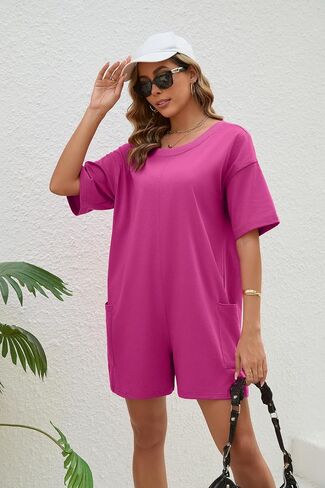 شورتات تي شيرت كبيرة الحجم رومبير عارية الظهر مرة أخرى بأكمام قصيرة شاملة بذلة التمرين الرياضية مع جيوب in Kuwait